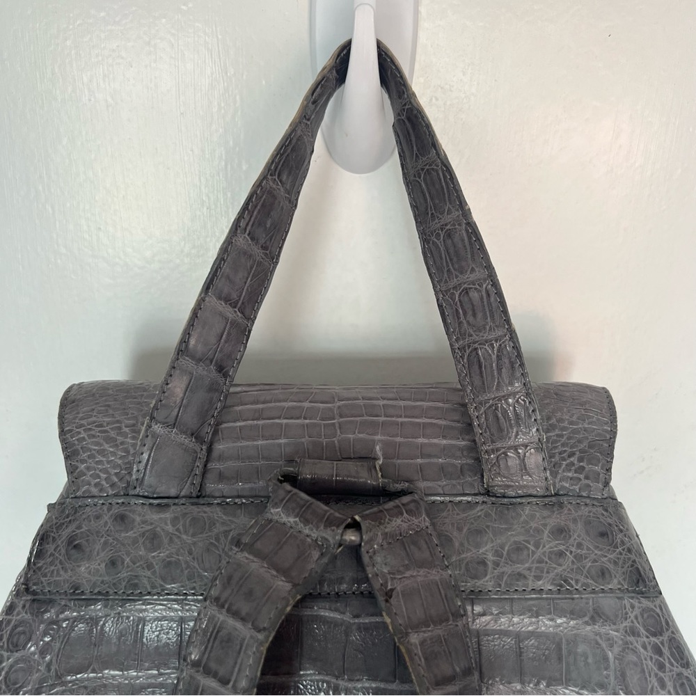 Nancy Gonzalez Grey Crocodile Drawstring Backpack - image 7
